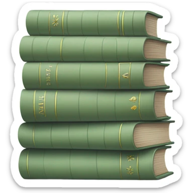stack of sage green books, aesthetics  sticker