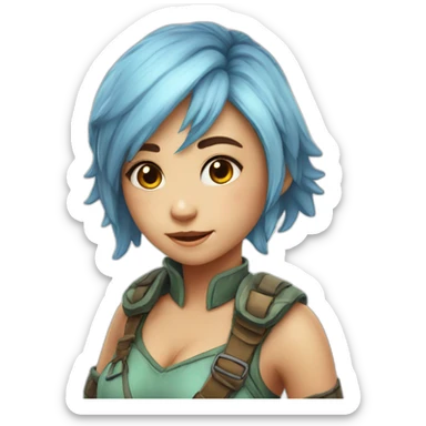 a cute girl cosplay dinosaurm sticker