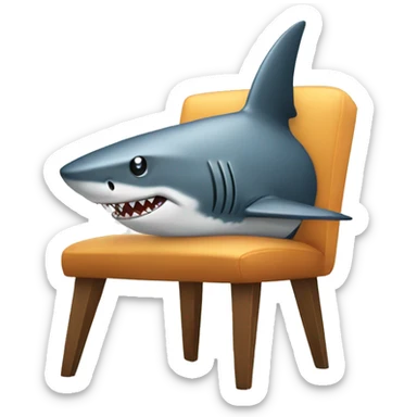 a shark sitting on a chair  sticker