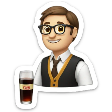 nerd drinking a bottle of fernet sticker