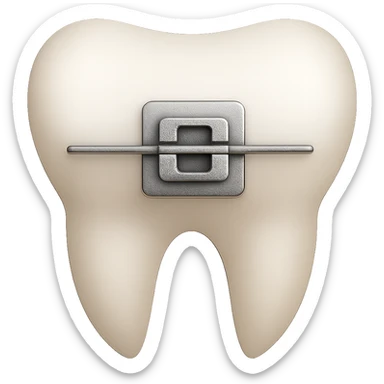 Add a realistic dental brace to the tooth in the image, matching the style and lighting of the original. Keep the background transparent. sticker