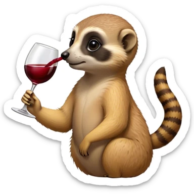 Meerkat drinking from a wine glass sticker