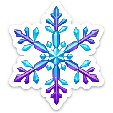 cyan and purple snowflake glitter sticker