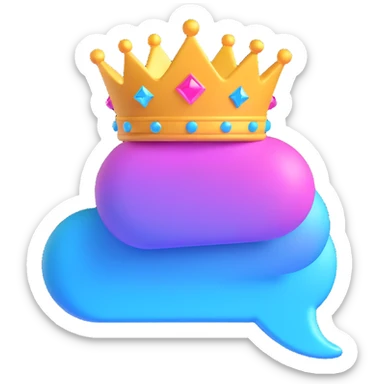 chat bubble with a crown and sparkles, emoji style sticker