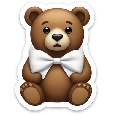 Bear with a white bow sticker