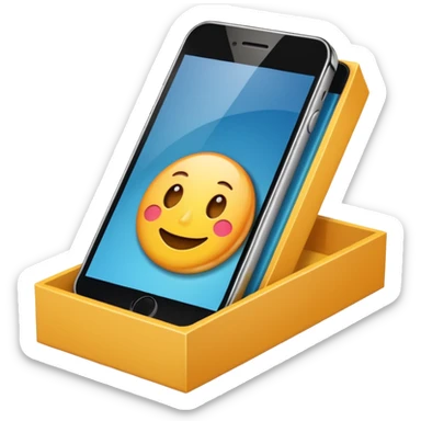 new mobile phone partially visible in an open box sticker