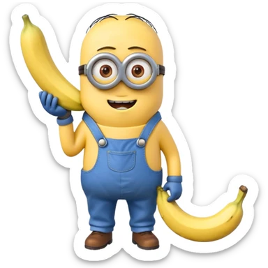 Minion that’s holding a twisted banana sticker