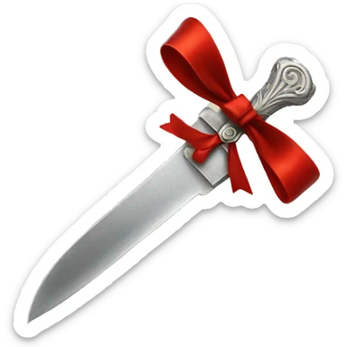 Silver antique knife with little red bow sticker