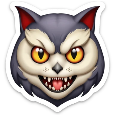 Half owl half cat vampire sticker