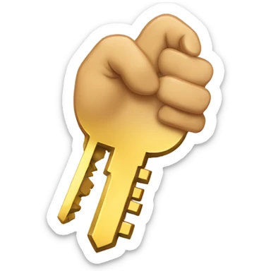 a light brown hand hovers giving some gold keys sticker