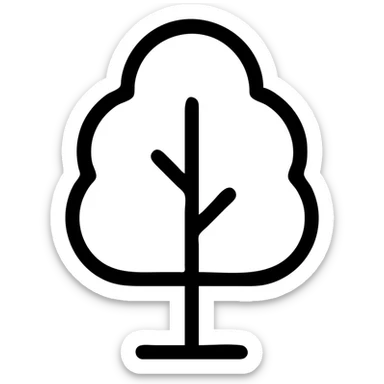 tree icon for a map, outlined style, single color, compact and bold, easy to identify sticker