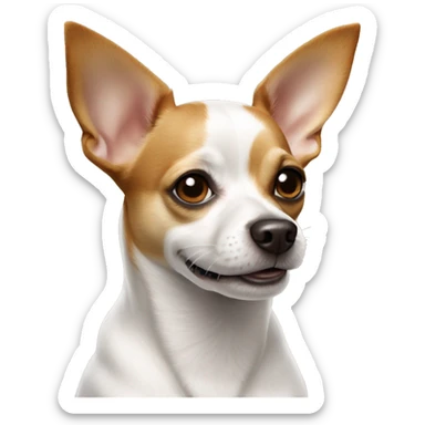 White and brown chihuahua-jack Russel terrier mixed dog  sticker