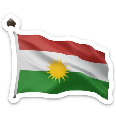 Kurdistan flag with red on top white in middle and green at bottom with a sun in middle sticker