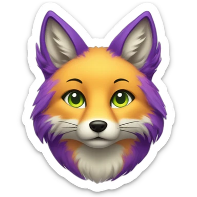 purple yellow fox furry green eyes sticker