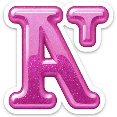 the letter I in pink glitter bubble letters sticker
