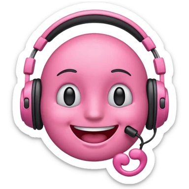 Create a pink happy emoji who listens to music sticker