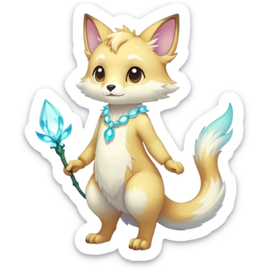 Full body Kawaii bright fantasy ethereal anthro fursona animal sticker