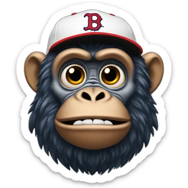 ape with a red sox cap sticker