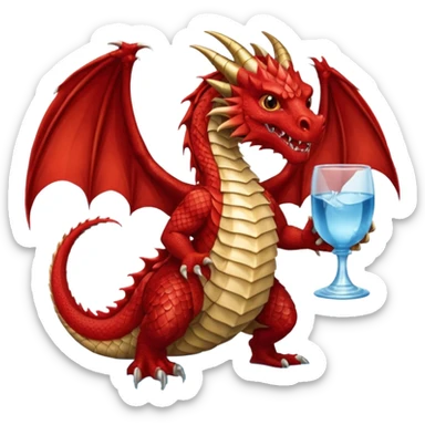 red dragon holding a drink sticker