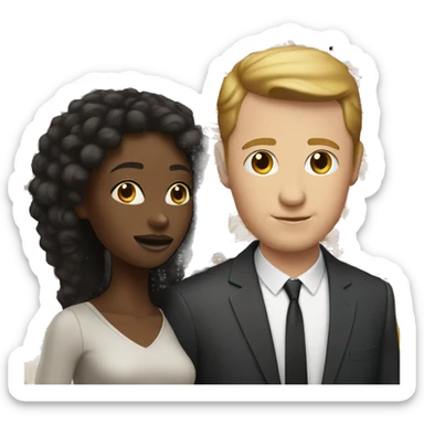 a black woman next to a white man sticker