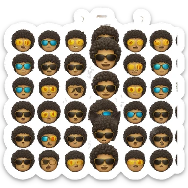 curly haired guy wearing sunglasses with a cat sticker