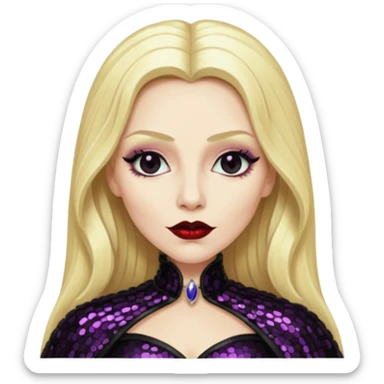 Countess Dracula with long blonde hair, black sequin outfit  sticker