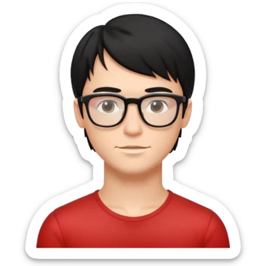 Beautiful thin guy, fair skin, glasses, and a short black mullet hairstyle, thin and muscled sticker