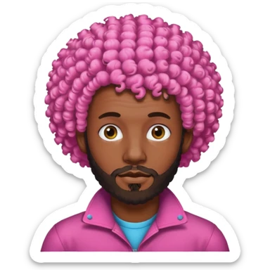 pink haired afro-curly bearded man sticker