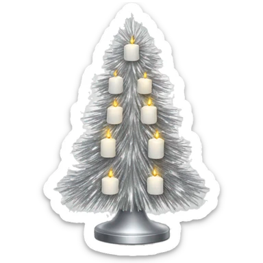Silver Tinsel Christmas tree with white candles  sticker