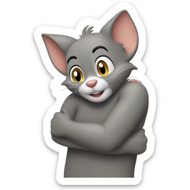 Tom and Jerry hugging sticker