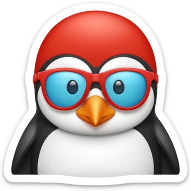 Pingüino con cabello  rubio estilo cool con gafas de sol color rojo sticker