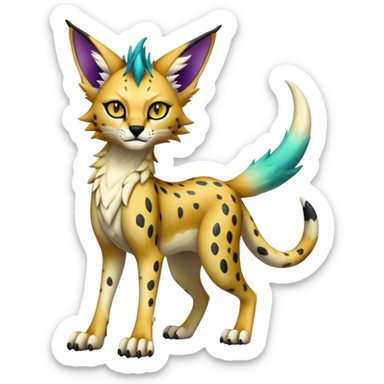 Epic Edgy Colorful ethereal eldritch Sergal-Serval-Vernid full body sticker