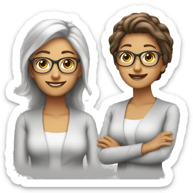 profesora pelo castaño mediano gafas transparentes simpática sonríe sticker