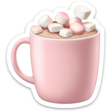 Light Pink mug of hot chocolate with marshmallows  sticker