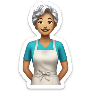 happy mom in apron sticker