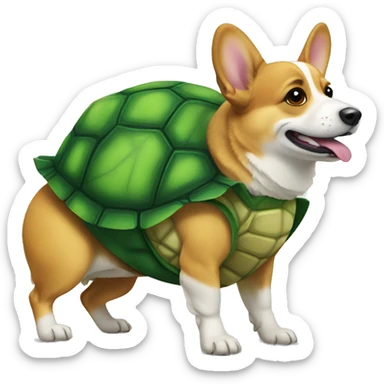 corgi dressed up as a turtle  sticker