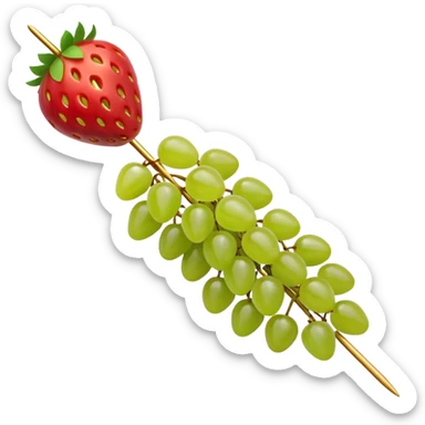A tanghulu skewer of green grapes and strawberries sticker
