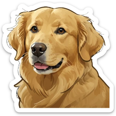 a golden retriever having fun outside sticker
