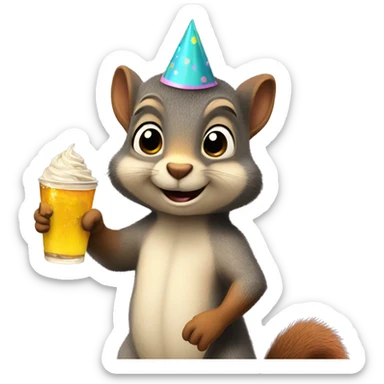 Party squirrel wit sticker