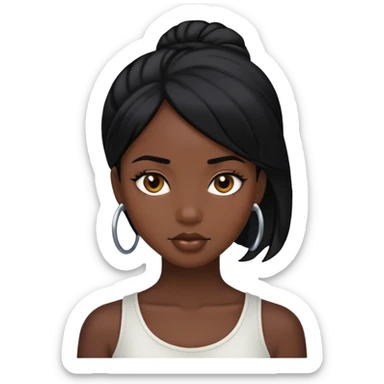 Pretty black girl with black hair sticker
