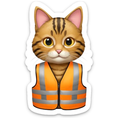 tabby cat in hi-vis clothing facing right sticker