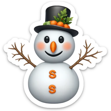 a snowman with the "S" logo sticker