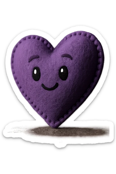 purple heart, soft and fuzzy, plush portrait style, no text sticker