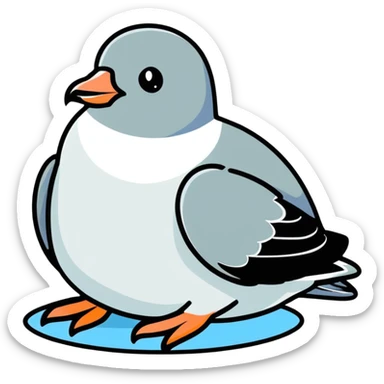 pigeon sitting on a seal sticker