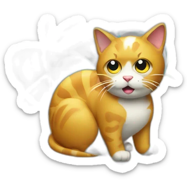 A cat with a atom bomb in the background sticker