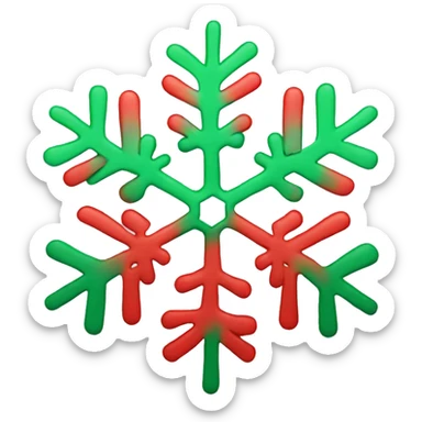 snowflake, red and green colors sticker