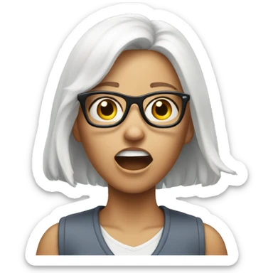 white read headed girl shouting wearing glasses sticker