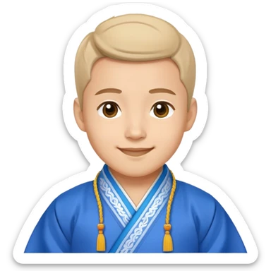 smiling young man in blue hanbok and Gat sticker