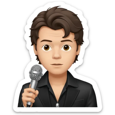 Harry Styles with a microphone sticker