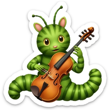 caterpillar playing violin on his shoulders sticker